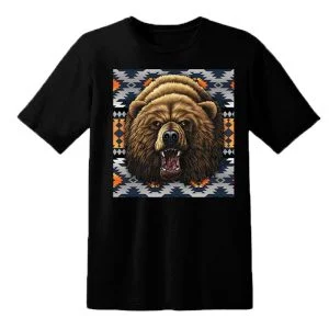 Heavy Sports T-shirt - Black - Bear Graphic (1280 Bear)