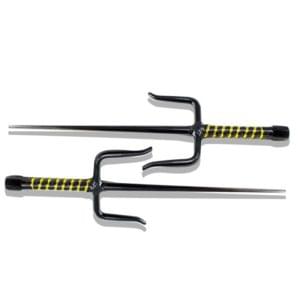 Pair 19" Black Sai with Black and Gold Plastic Wrapped Handles - (T330850BK)