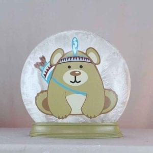 Frosted Glass Table Light - Baby Bear and Baby Rabbit Design (2215-BA)