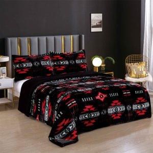 3pcs16112 Black Neon Collection Cloud Reversible Queen Blanket (1926B Black Neon)