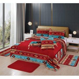 8 Pcs  luxurious Faux Fur Blanket  - King Size (2121  Red)