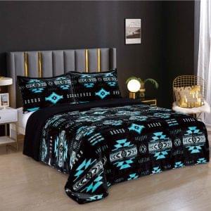16112 Black Neon Collection Sherpa Lined Cloud Reversible King Blanket (1927B Black Neon)