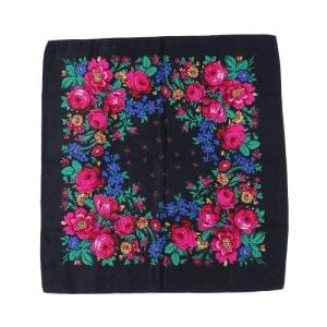 30" x 30" Non-Metallic Kokum Floral Scarf (CD-SCARF-3 Black)