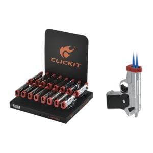 CLICKIT Pistol Double  Flame Torch Lighter - (GH-10260-2)