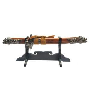 Defender 13" Dragon Design Handle Brown Samurai Mini Katana Sword With Wood Stand (14362)