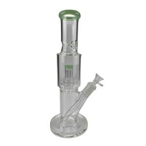 Straight Tube Glass Bong Tire Percolator with Inline Ash Catcher - Mint (C2245)