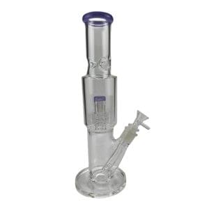Straight Tube Glass Bong Tire Percolator with Inline Ash Catcher - Milky Purple (C2245)