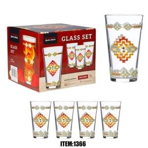 Printed Pint Glass, Set of 4 - Solstice Design (1366)