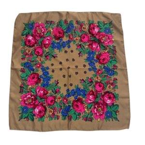 30" x 30" Non-Metallic - Kokum Floral Scarf (CD-Scarf-3-30 Non-Metallic Brown)