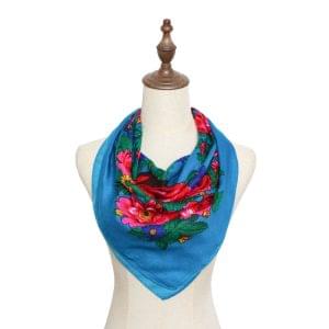 45" x 45" Metallic Kokum Floral Scarf (CD-Scarf-1-45 Metallic Light Blue)