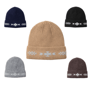 Reflective Knit Hat / Beanie With Geo Pattern (3123)