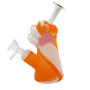 6" Silicone Cat Paw Water Pipe - Orange (SMKZ168)
