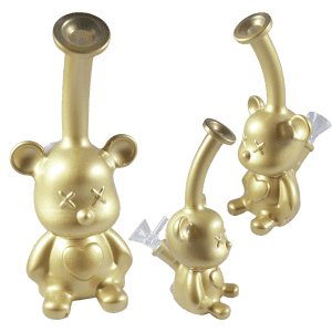 7" Golden Bear Mini Smoking Pipe With 14mm Glass Bowl - Yellow (SMKZ174)