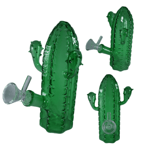 6" Summer Vibes Cactus Glass Water Pipe - Green (SMKZ176)