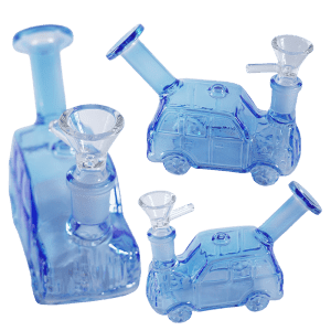 4" Car Design Mini Water Pipe with 14mm Glass Bowl - Blue (SMKZ177)