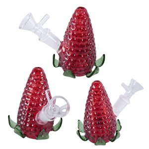 4" Upright Strawberry Glass Bubbler - Red (SMKZ178)