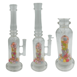 16" Hearts White  Center Piece Glass Waterpipe (SMKZ194)