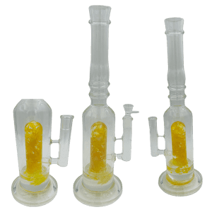 16" Yellow Flower Center Piece Glass Waterpipe (SMKZ203)