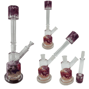 14" Water Pipe 2 Way Straight - Purple Flower (SMKZ209)