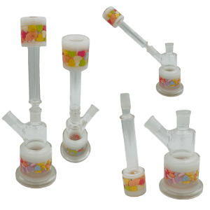 14" Water Pipe 2 Way Straight - Heart White (SMKZ211)
